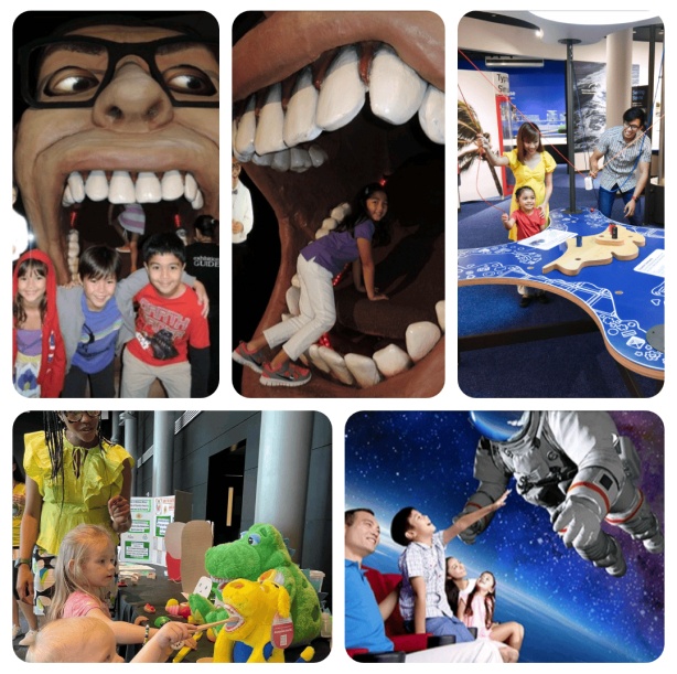 A collage with two young child learning how to brush teeth. 